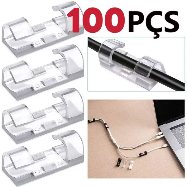 KIT Clips Fixador  Organizador de Fios e Cabos Autoadesivo Top