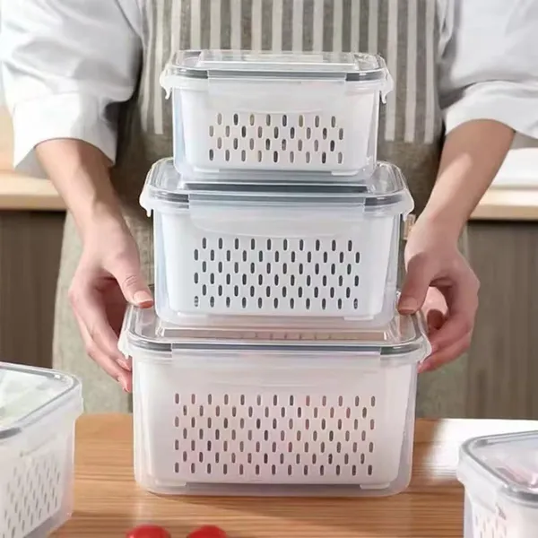 Kit6 Recipientes para separar e conservar frutas e verduras, próprios para geladeira e micro-ondas.