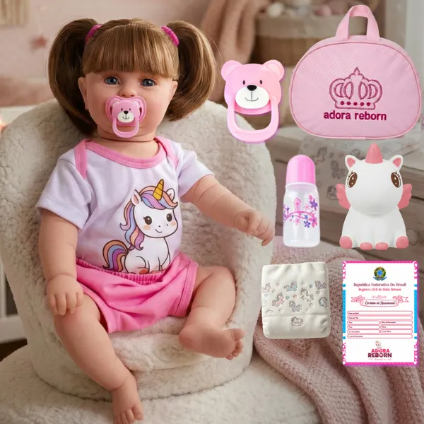 Boneca Bebê Reborn Unicórnio Menina Original