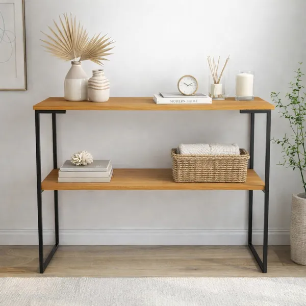 Aparador Industrial Cantinho do Café 90cm 2 Prateleiras MDF e Aço Resistente Moderno MAG Shop