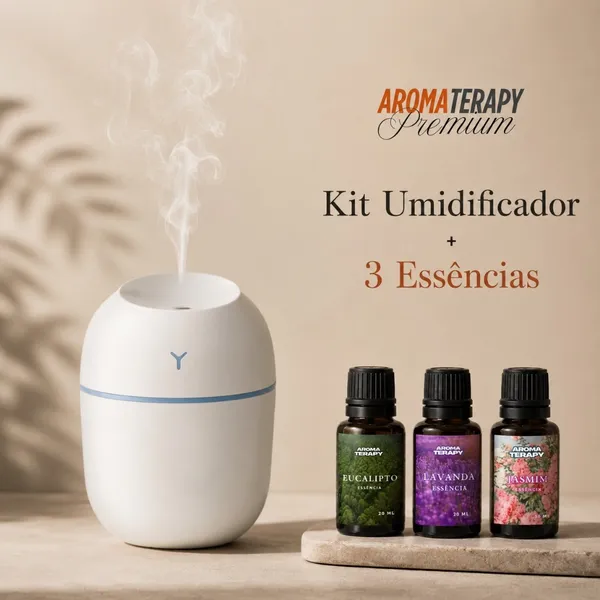 Kit de Umidificador Aromatizador com 3 Essências | Difusor  de Ambient + Essências Aromatizantes 20ml