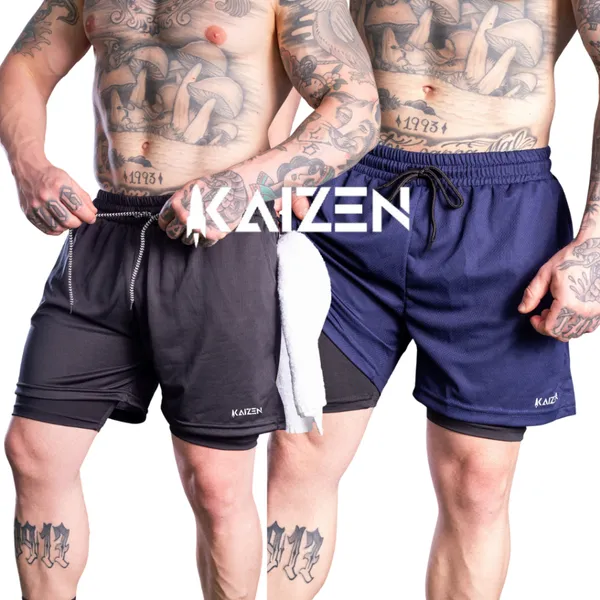 KIT 2 BERMUDA 2 EM 1 DRY FIT COM COMPRESSÃO MASCULINO ACADEMIA UniversoFit sports