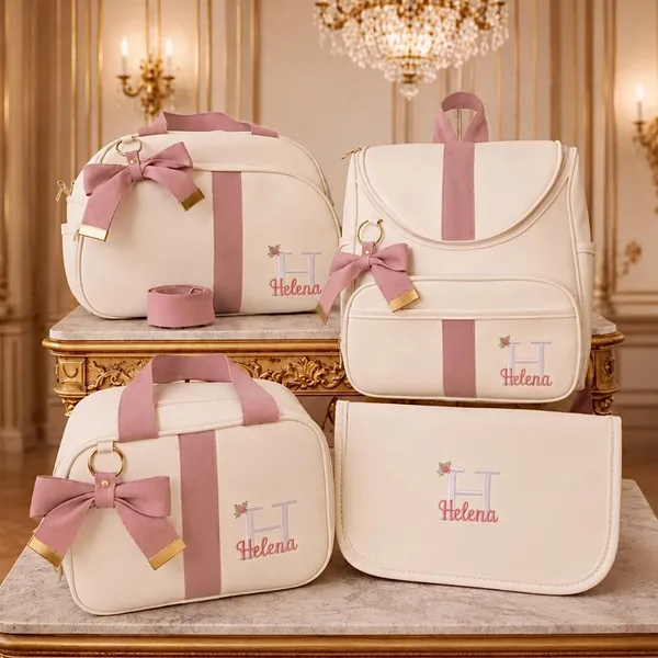 Kit Bolsas Maternidade 4 Peças Luxo, Completo Personalizado térmico e impermeável, Coleção Realeza