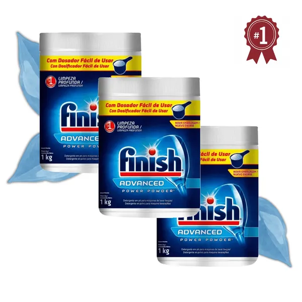 Finish Detergente em Pó para Lava Louças 450g/700g/1kg Original Limpeza Profunda e Alta Performance
