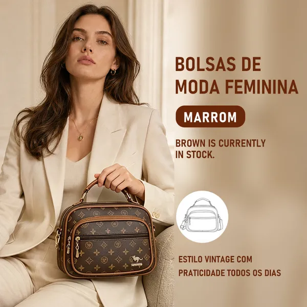 TOMI MITO Bolsa Feminina De Transversal Com Monograma Em Estilo Retrô Bolsa Quadrada Com Estampa Vintage TM9185