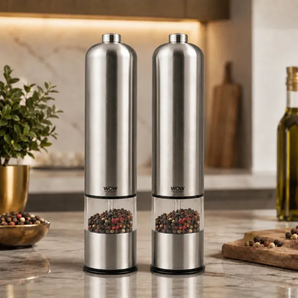Kit 2 Moedor de Pimenta e Sal Eletrico em Aço Inox Temperos
