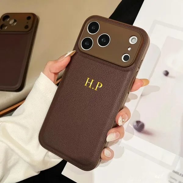 Capa De Couro Sintético Clássica De Luxo Personalizada Para iPhone 17 16 15 14 13 12 11 Pro Max 15Plus Air Nome De Inici
