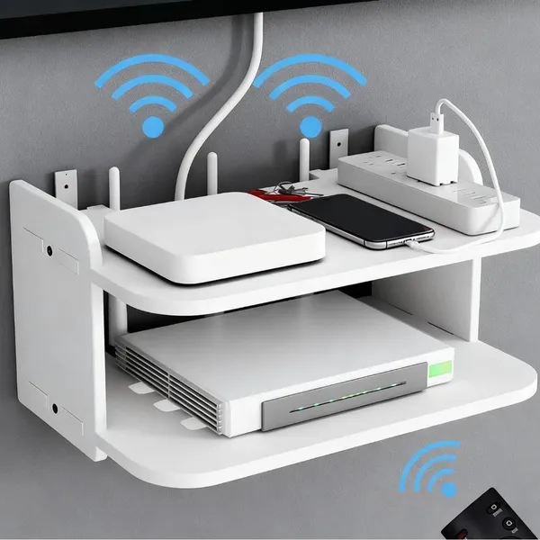 【MDF Durável】Prateleira para Roteador – Suporte Invisível na Parede, Acomoda TV/Modem/Video Game!