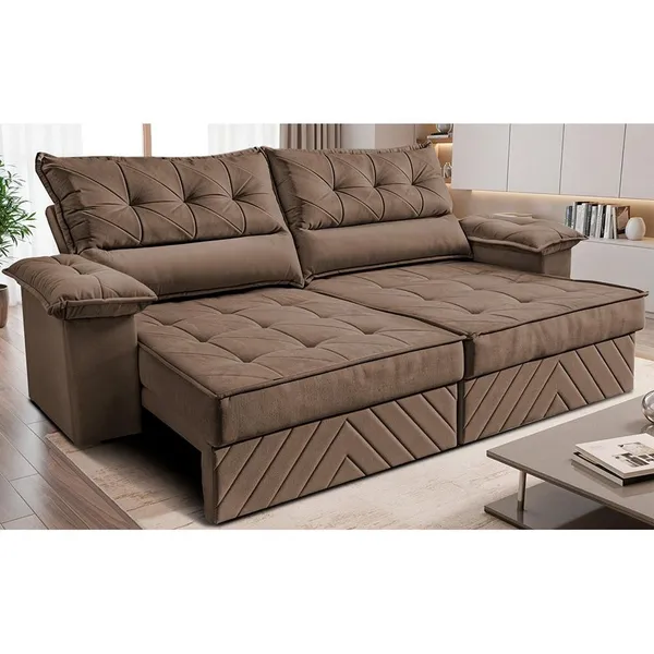 Sofá Retrátil e Reclinável 2,10m Thunder Velusoft Cama inBox