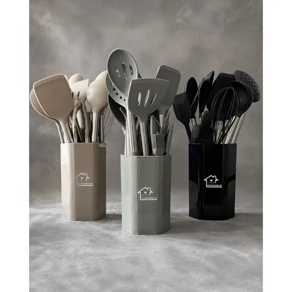 Kit Cozinha De Silicone Cabo De Aço Inox 15 peças Grande Alta Qualidade