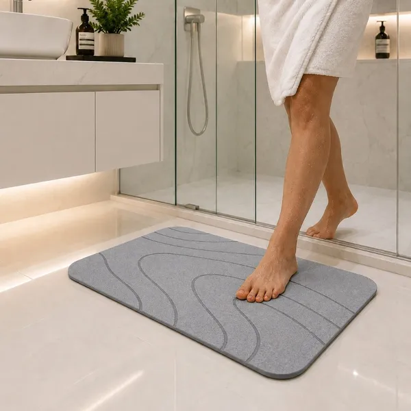 Tapete Pedra Diatomita Premium 60x39 Antiderrapante Secagem Rápida Para Banheiro Absorvente