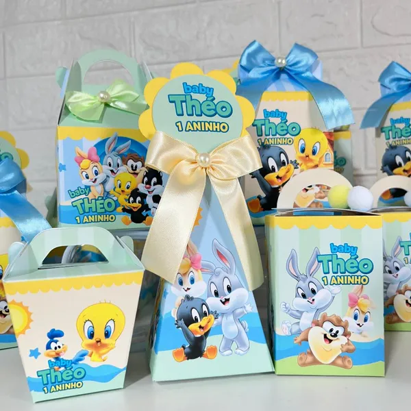 Caixinhas Baby Looney Tunes personalizadas aniversário festa infantil lembrancinha caixinha cone