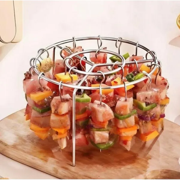 Grelha Para Air fryer Espeto Fritadeira Elétrica Vertical Grade Assar Carne Aço Inox Espetos 12 pçs 24 Pçs Sem Fumaça