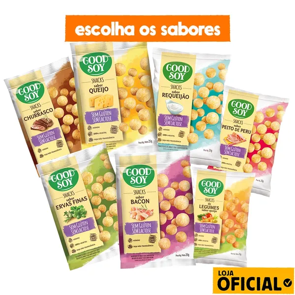 Kit 10 Salgadinhos Goodsoy Sem Glúten e Sem Leite | Escolha seus 2 sabores favoritos