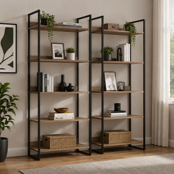 QUEIMA DE ESTOQUE - Kit 2 Estantes Industrial Estilo Vintage Organização/ Decoração Com 5 Prateleiras