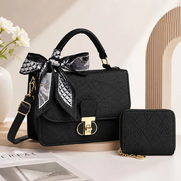 Bolsa Feminina Transversal Luxo com Lenço