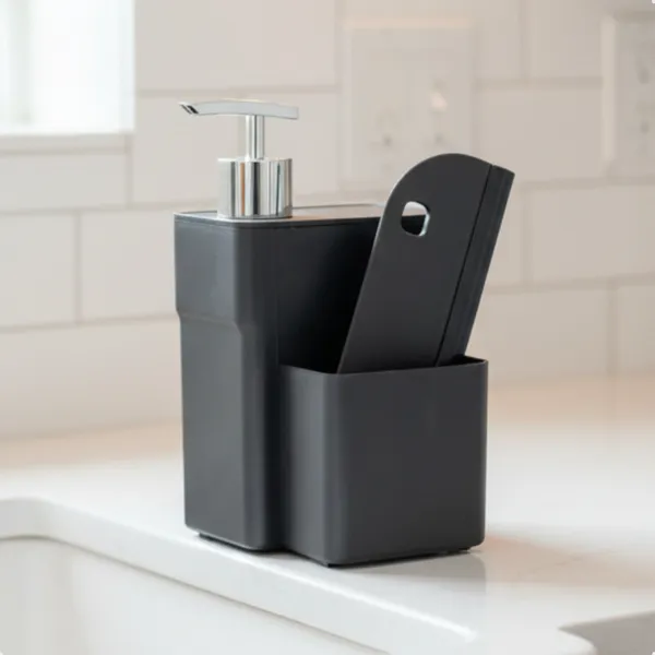 DISPENSER DETERGENTE SABÃO PARA COZINHA PIA PORTA DETERGENTE E ESPONJA COM RODO SUPORTE PARA DETERGENTE E BUCHA LUXO