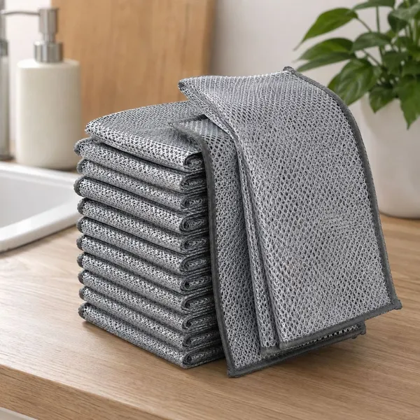 Kit 25 Panos de Aço Inoxidável Reutilizável para Limpeza de Louça Cozinha Churrasqueira Anti Gordura