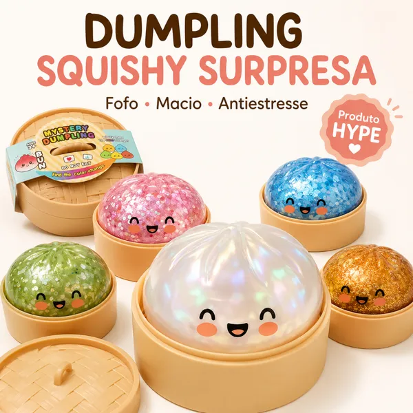 Squishy Bolinho Baozi Glitter Caixa Misteriosa Brinquedo Antiestresse Sensorial Kawaii Presente Criativo Fidget