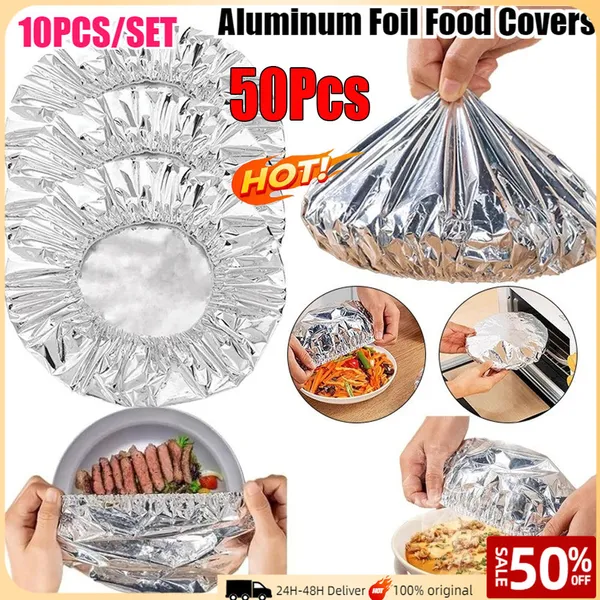 50 Peças De Tampas De Tigela De Alumínio Reutilizáveis-Tampa Resistente Ao Calor Para Micro-Ondas , Forno E Viagem , Env