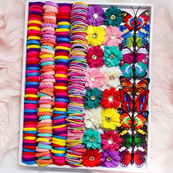 Conjunto De Acessórios De Cabelo , Grampos Florais E De Borboleta , Laços Coloridos Para Meninas Mulheres 231 Peças