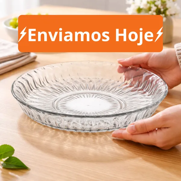 Prato para Bolo Cazza Diamond em Vidro 29cm