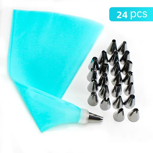 24 Pçs Conjunto De Saco De Confeiteir+3 Pçs Espatula Decorativa