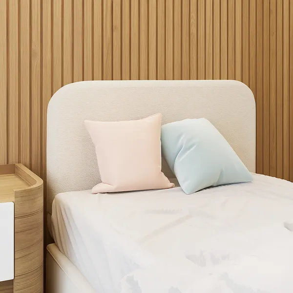 Cabeceira Cama Box Orgânica 90 cm Solteiro Tecido Bouclé KF Móveis