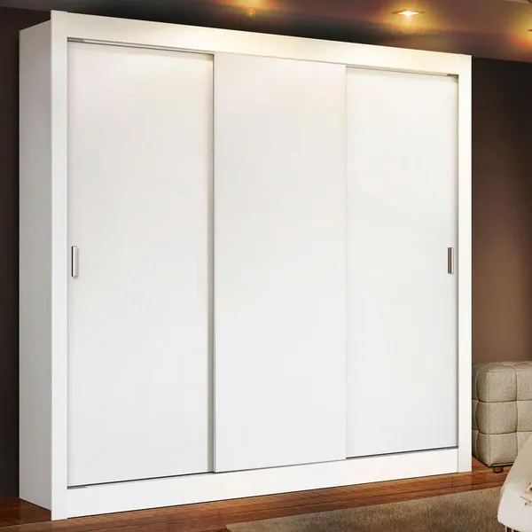 Guarda-Roupa Casal 3 Portas de Correr Branco Mônaco Madesa