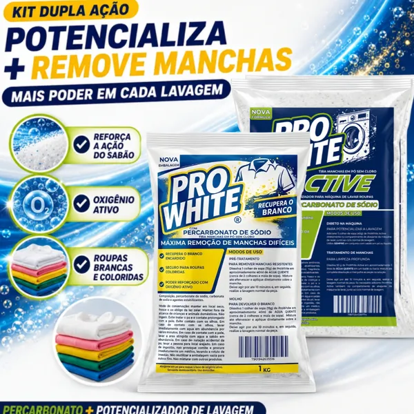 Kit 2 KG Potencializador Percarbonato + Percarbonato de Sódio Tira Manchas Branqueador