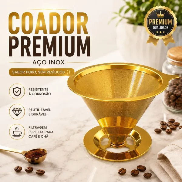 Filtro De Café Coador Inox 304(102) Grande Reutilizável Pour Over