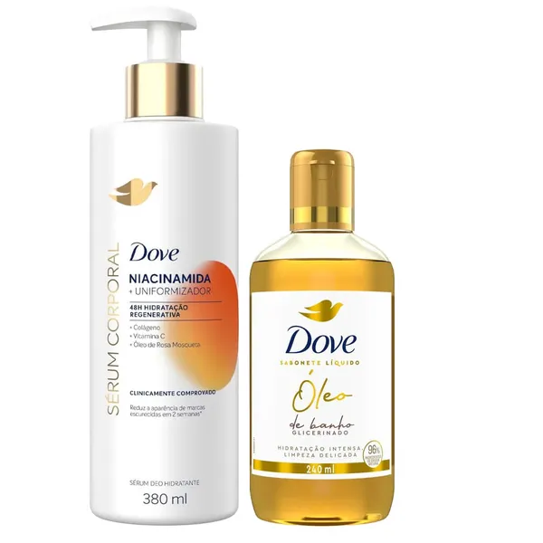 Kit Dove Sérum Corporal Niacinamida 380ml + Óleo De Banho Glicerinado 240ml