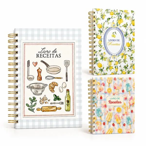 Livro de Receitas Inteligente Personalizado com Nome Capa Dura 100 Folhas Caderno Receita
