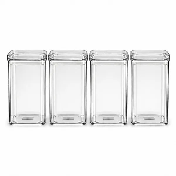 KIT 4 POTES HERMÉTICOS 1 LITRO - LIVRE BPA ORGANIZADOR COM TAMPA PARA ALIMENTOS, EMPILHÁVEL, VEDAÇÃO