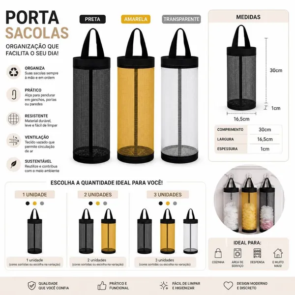 Organizador de Sacolas Dispenser Organizadora De Plástico Para Armazenamento De Sacolas De Cozinha