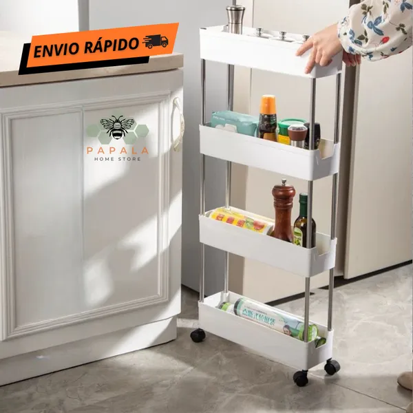Carrinho Organizador Móvel Facil Montar 4 andares Multiuso - Prateleira Carrinho 4 camadas P, M, G