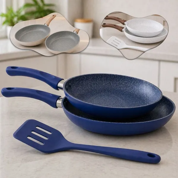 Kit 2 Frigideiras Antiaderente Cerâmica + Espátula Indução Fogão Cooktopp