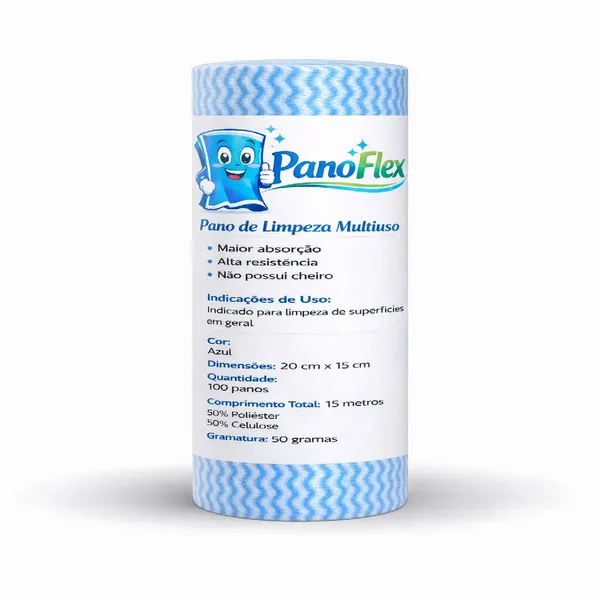 100 unidades Pano de Limpeza Azul PanoFlex 20x15cm Alta Absorção Multiuso