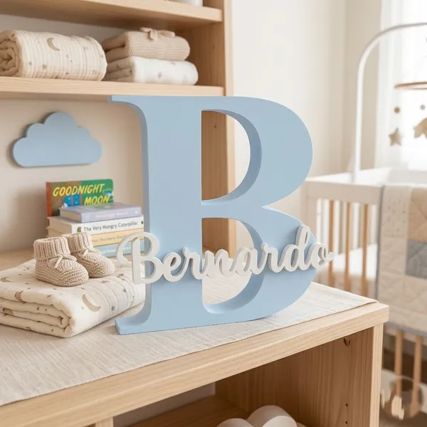 Letreiro Nome Personalizado 3D Placa Decorativa Presente Chá Revelação de Bebê Decoração Quarto Infantil Maternidade