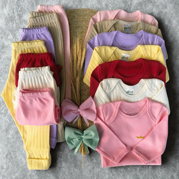 Kit 12 Peças Canelado Liso Menina Menino Verão Primavera Bebê Baby Color Inverno Boho