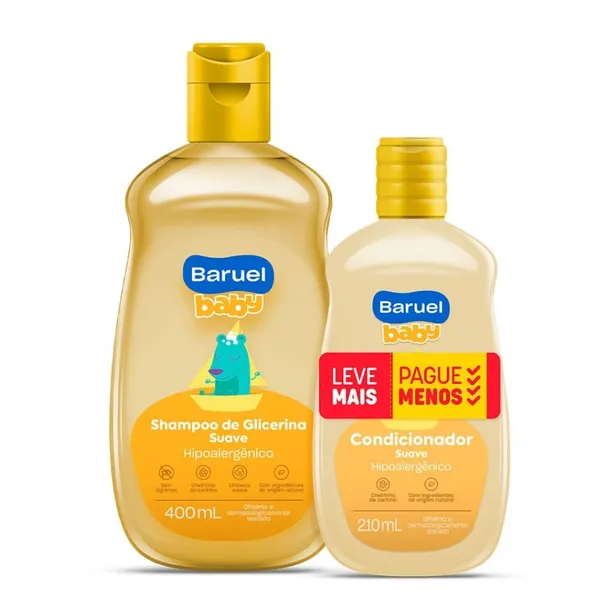Kit Shampoo 400ml + Condicionador 210ml Baruel Baby Suave