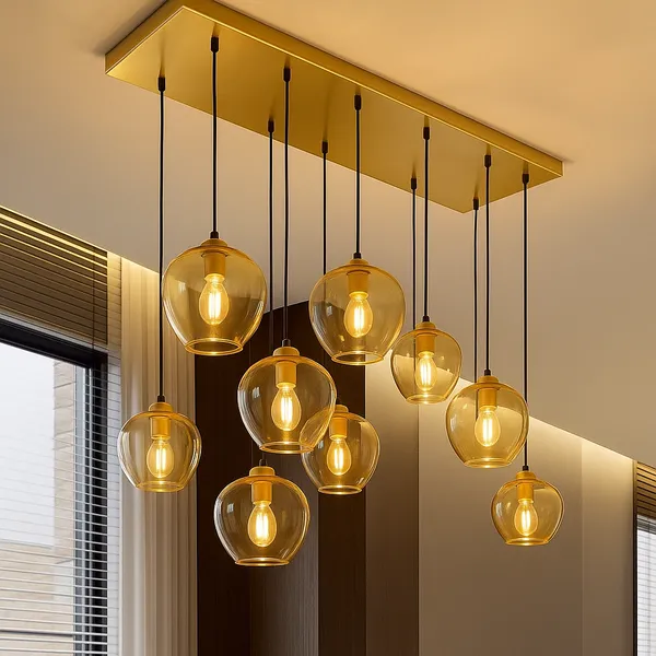 Lustre Pendente Luar Moderno Base 20x70 Sala Jantar V Cores estrutura dourado bivolt