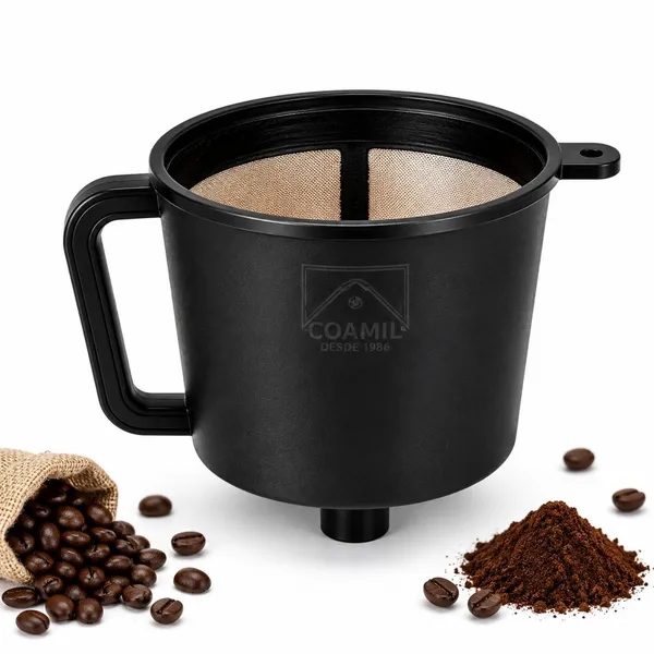 Coador de Café Chá Reutilizável Filtro Permanente Preto Coamil
