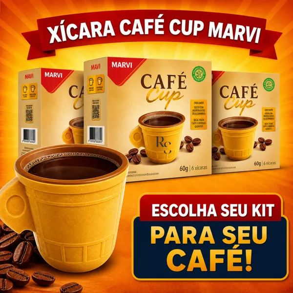 Xicara Casquinha com Chocolate Café Cup Comestível Marvi