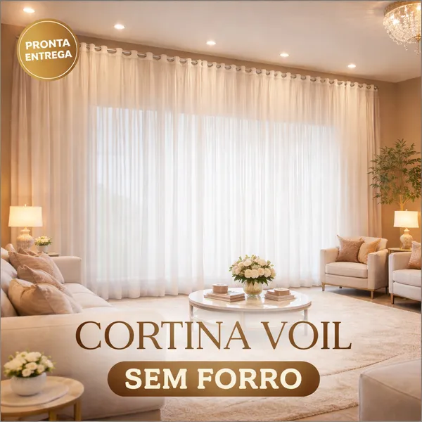 Cortina De Voil/Voal Sem Forro Para Sala e Quarto (6.00x2.80)(6,00x2,50)(6,00x2,20)(6,00x2,00)