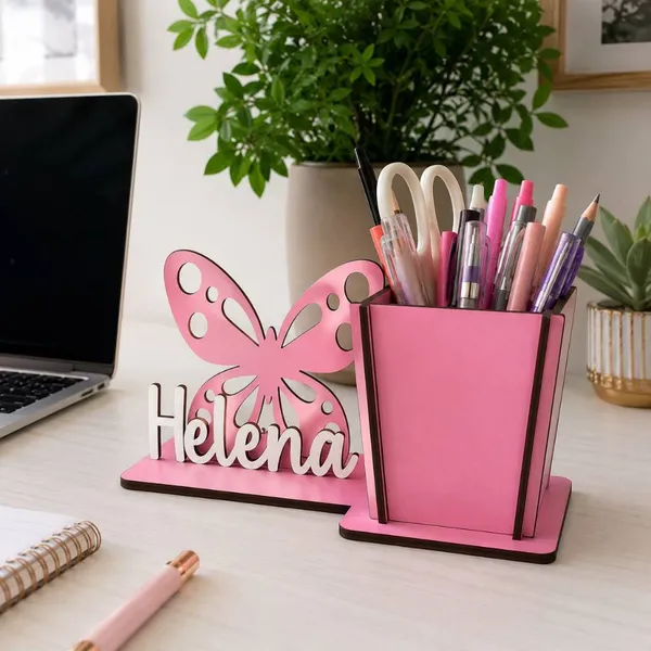 Kit Centro de Mesa Cachepo Borboleta Decoração Jardim Encantador Lembrancinha Flor porta lápis mdf