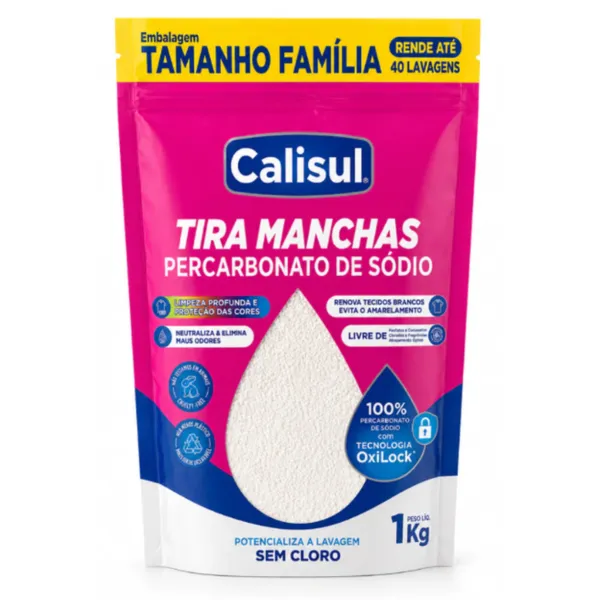 Alvejante Percarbonato de Sódio Calisul 99% Puro Sem Cloro Limpeza Roupa Branca Colorida Clareador Tira Mancha