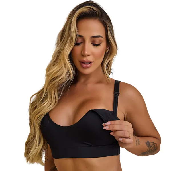 Kit 2 Sutiã de Amamentação Top Reforçado Sem Bojo Lingerie Gestante Pós Parto Maternidade Soutien Gravida