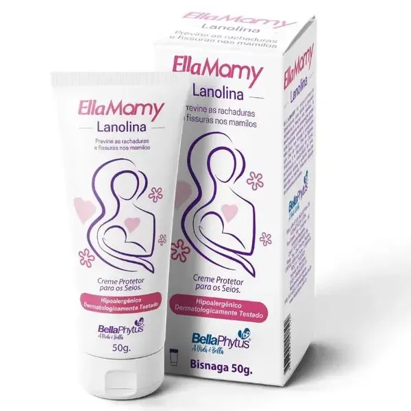 Lanolina EllaMamy 50g Creme Amamentação Protege Seios e Previne Rachaduras nos Mamilos