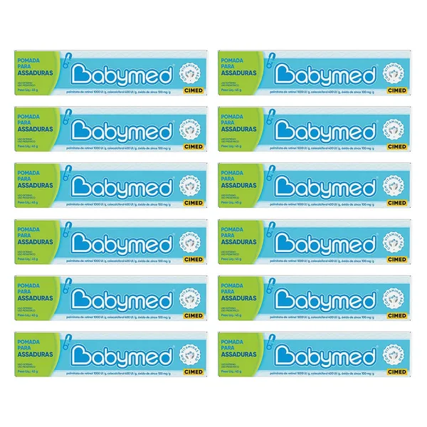 Kit 12 Pomadas Para Prevenção De Assaduras Babymed Azul 45g